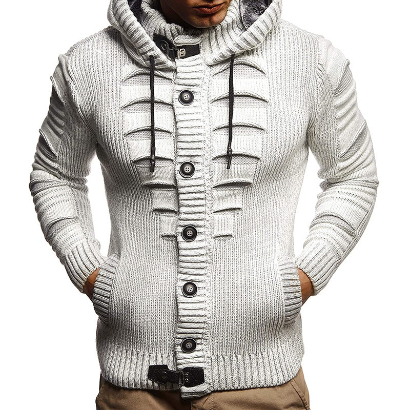 Sweater Men's Hooded Knitted Cardigan Jacket - Carvan Mart