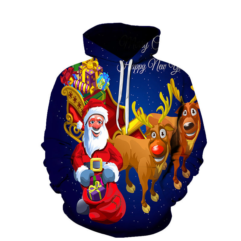 Men's And Women's Xmas Fashion Casual 3D Printing Hooded Pullover - Carvan Mart Ltd