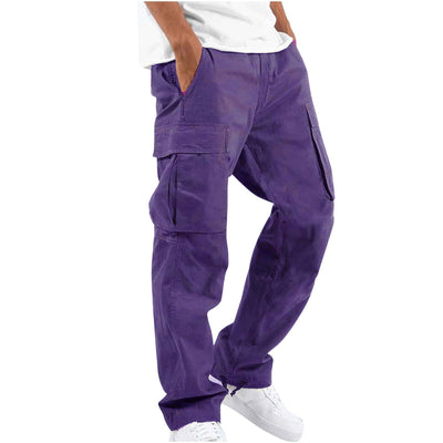 Men's Workwear Multi-pocket Pants - Versatile Casual Trousers - Purple - Men's Pants - Carvan Mart