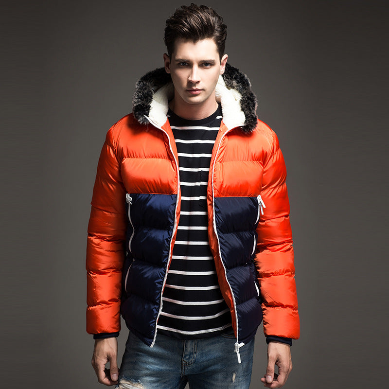 Winter Fashion Padded Coat Stitching Hood - - Men's Jackets & Coats - Carvan Mart