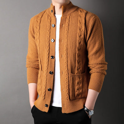 Thick Knit Cardigan Retro Jacquard Loose-fitting Sweater Jacket - - Men's Sweaters - Carvan Mart