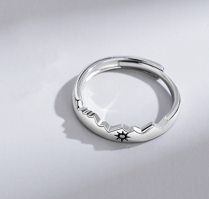 Sun Moon Couple Ring Sterling Silver Light Luxury Niche Design Sense Couple Ring - Carvan Mart