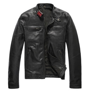 Leather leather jacket men's short leather jacket - Carvan Mart