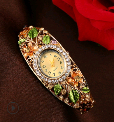 Bracelet Watch Popular Models High-grade Diamond National Wind Painting Accessories Female - Golden - Women's Watches - Carvan Mart