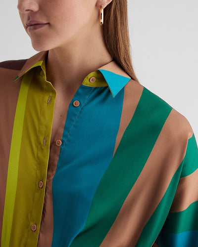 Women's European And American Printed Half Button Shirt Dress - Carvan Mart