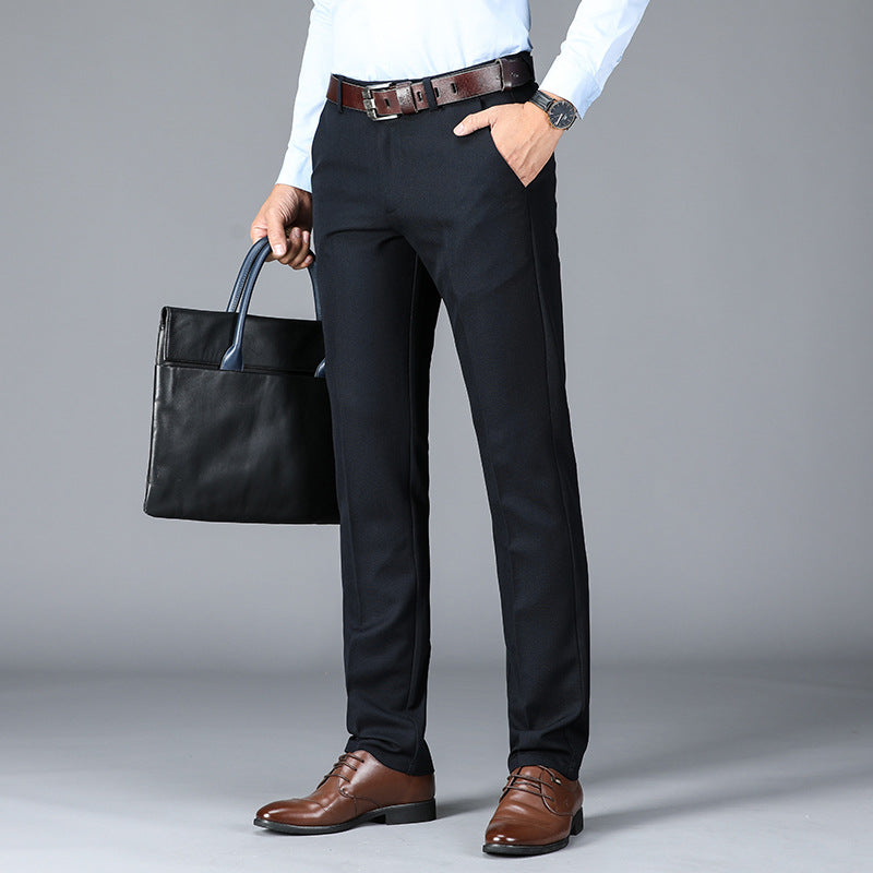 Classic Men's Dress Pants - Tailored Formal Trousers for Work - Dark Blue - Men's Pants - Carvan Mart