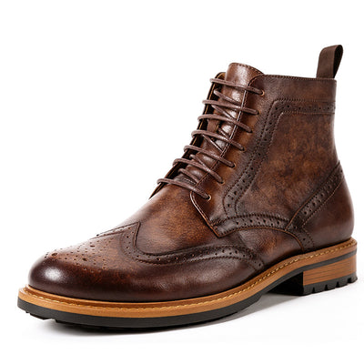 Casual Men's Leather Round Toe Martin Boots - Carvan Mart