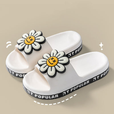 Summer Flower Slippers Women Indoor Anti-Slip Bathroom Home Slippers - White - Women's Slippers - Carvan Mart