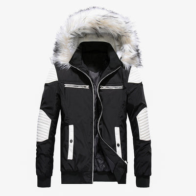 Stylish Winter Coats Large Fur Collar Men's Hooded Bomber Cotton Jacket - Carvan Mart