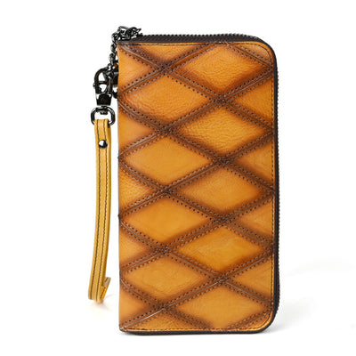 Women's Long Large Capacity Zipper Mobile Phone Bag - Retro Yellow - Women's Wallet - Carvan Mart