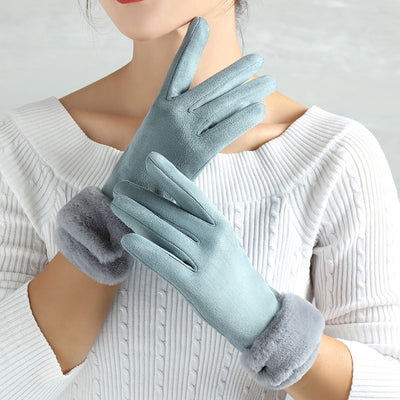 Suede Glove Warm Finger Gloves - Carvan Mart