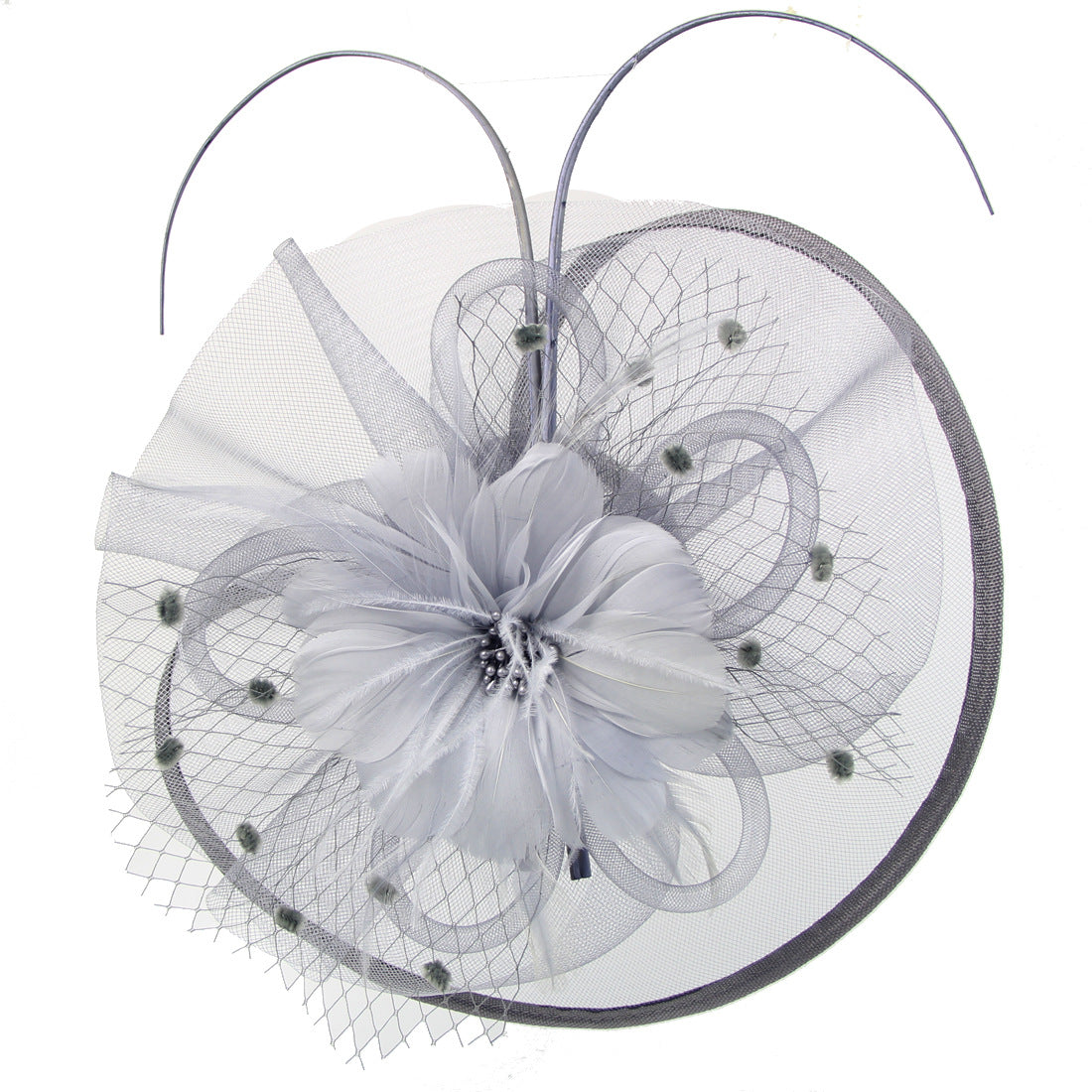 Women's Festival Hat Mesh Hair Fascinator Hat - Grey - Women's Hats & Caps - Carvan Mart