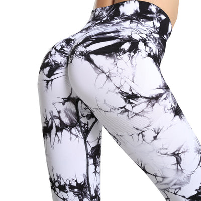 Tie Dye Printed Leggings High Waist Hip Lifting Tight Sports Women Yoga Pants - Carvan Mart