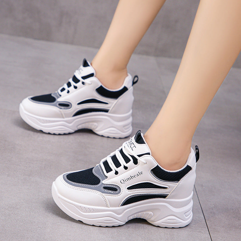 Height Increasing Insole Dad Shoes Mesh Casual Sneakers Platform Running Tourism White Shoes - Carvan Mart