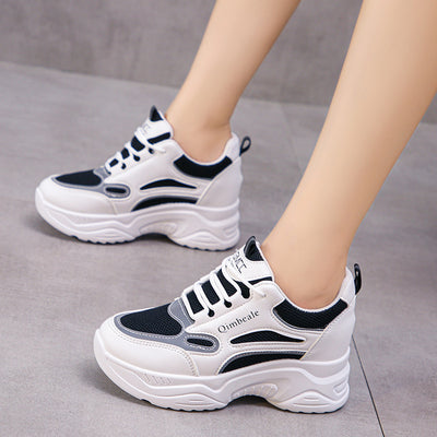 Height Increasing Dad Shoes | Mesh Casual Sneakers with Platform Running and Tourism White Shoes - - Women's Shoes - Carvan Mart