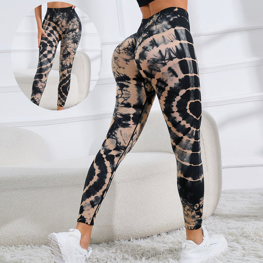 Yoga Pants Women Tie Dye Printed Seamless High Waist Hip Lifting Fitness Running Sports Legging