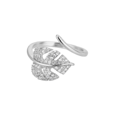 Nature-Inspired Leaf Ring Collection Vintage Fashion Adjustable Palm Leaf Ring - Silver Adjustable - Women's Rings - Carvan Mart