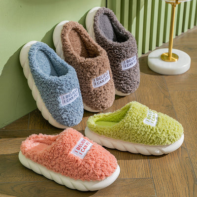 Warm Plush Slippers Home Shoes For Women Couple Winter Slippers - Carvan Mart