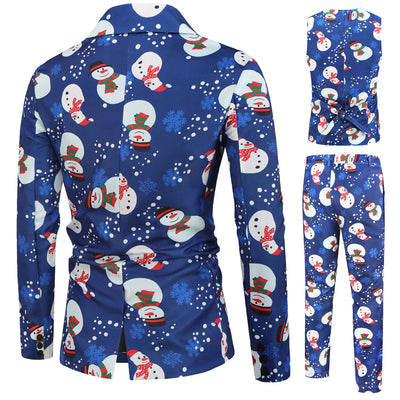 Men's Fashion Casual 3D Printing Suit Vest Trouser 3 Piece Suit - Carvan Mart