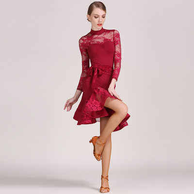 Adult Latin Dance Clothes Practice Suit New Lace Latin Dance Skirt Women - Carvan Mart