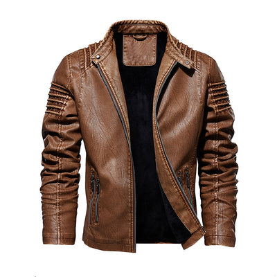 Men Leather Jacket Winter And Autumn Motorcycle PU Warm Fashion - - Genuine Leather - Carvan Mart