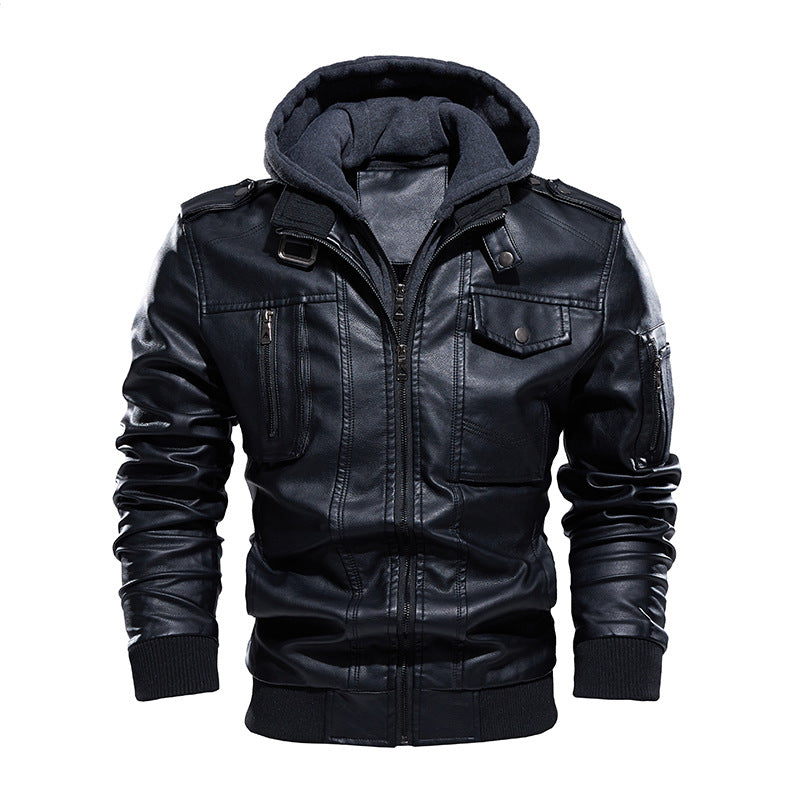 Men's washed leather leather jacket - Carvan Mart