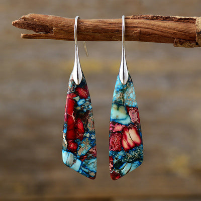 Bohemian Emperor Stone Geometric Pendant Earrings - Carvan Mart