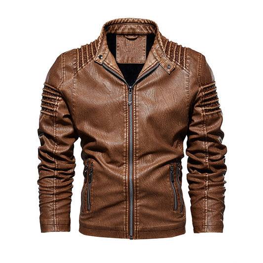 Men Leather Jacket Winter And Autumn Motorcycle PU Warm Fashion Coat - Carvan Mart Ltd
