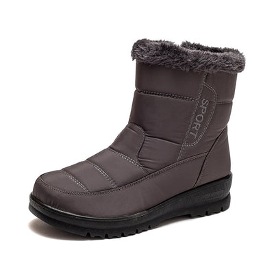 Women's Warm Snow Boots - Waterproof Winter Ankle Boots with Side Zipper - Grey - Women's Shoes - Carvan Mart