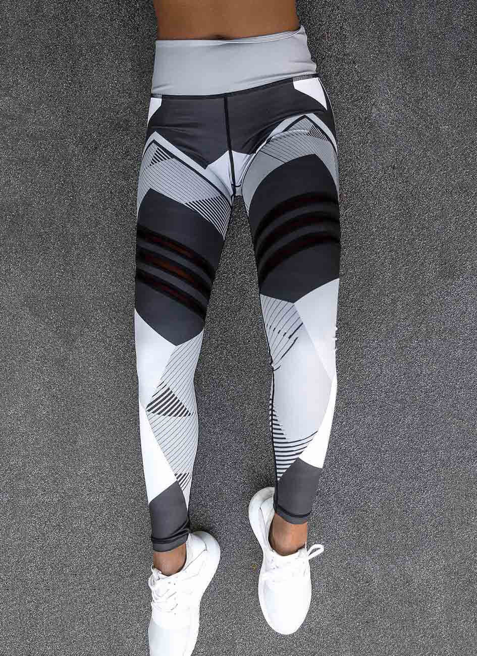 Women's Yoga Pants High Waist Workout Reflective Printed Running Leggings - Carvan Mart