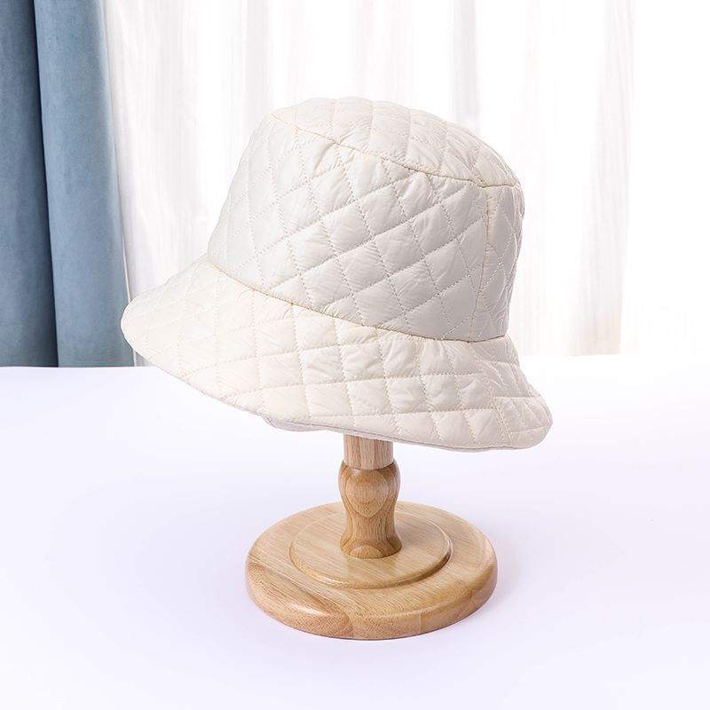 British Fashion Cotton Outdoor Minimalist Diamond Bucket Hat - Beige M - Women's Hats & Caps - Carvan Mart