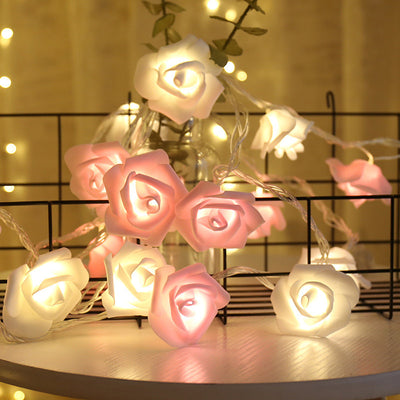 Valentine's Day Christmas Proposal Confession Decoration Light String - White rose pink rose - Gift - Carvan Mart