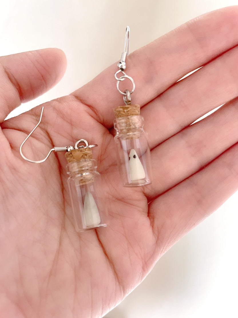 Luminous Devil Drift Bottle Glowing Horror Personalized Earrings - Carvan Mart