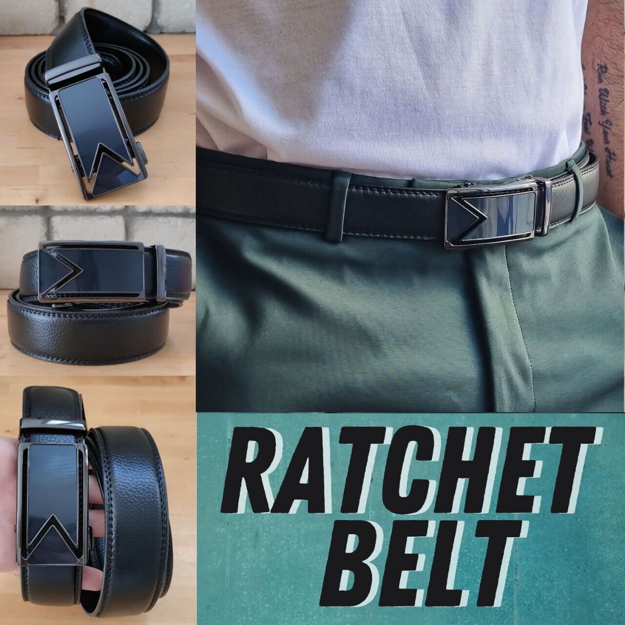 Men's Ratchet Belt Leather Mens Belt With Slide Buckle Ratchet Belts For Men USA - Carvan Mart