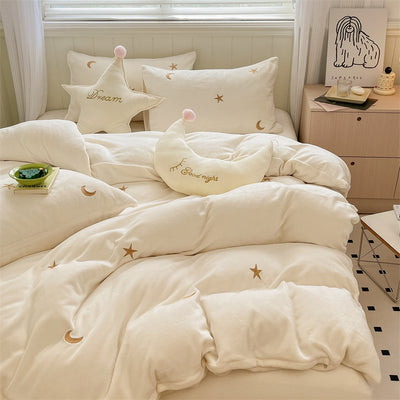 Milk Velvet Four Piece Set Of Healing Princess Style Double Sided Velvet Coral Velvet Bed Sheets - 