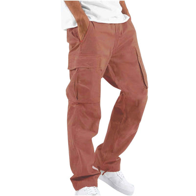 Men's Workwear Multi-pocket Pants - Versatile Casual Trousers - Watermelon Red - Men's Pants - Carvan Mart