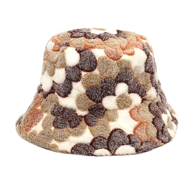 Fashion Fisherman Plush Outdoor All-matching Warm Bucket Hat - Carvan Mart