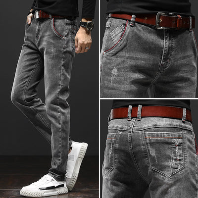 Men's Stylish Jeans Pants Comfortable Youth Pants - Z002Grey - Men's Jeans - Carvan Mart