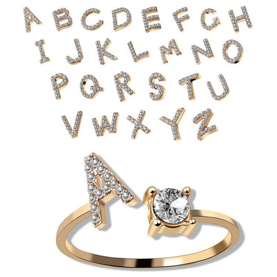 Letter Ring Fashion Jewelry Elegant Rings - Carvan Mart