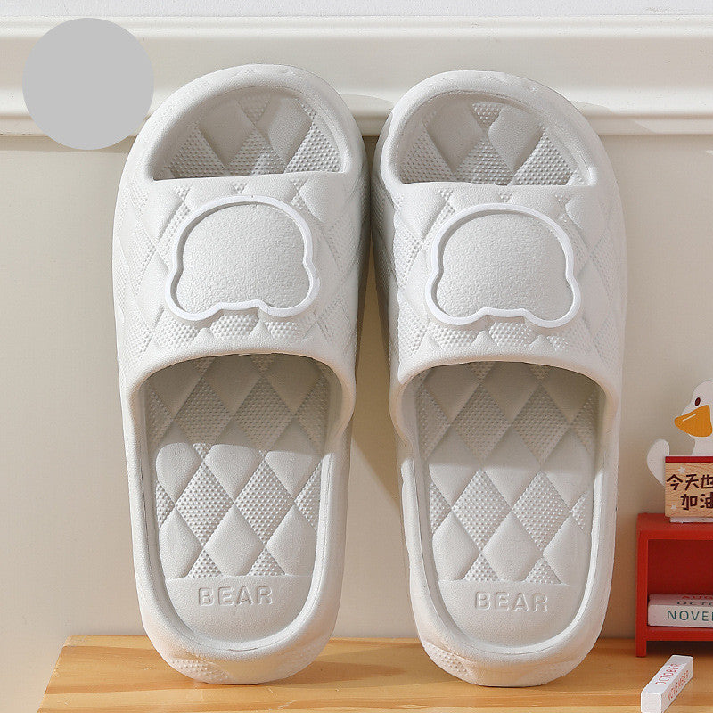 Rhombus Bear Slippers Indoor Non-slip Thick Sole Floor Bedroom Slippers - Grey - Women's Slippers - Carvan Mart