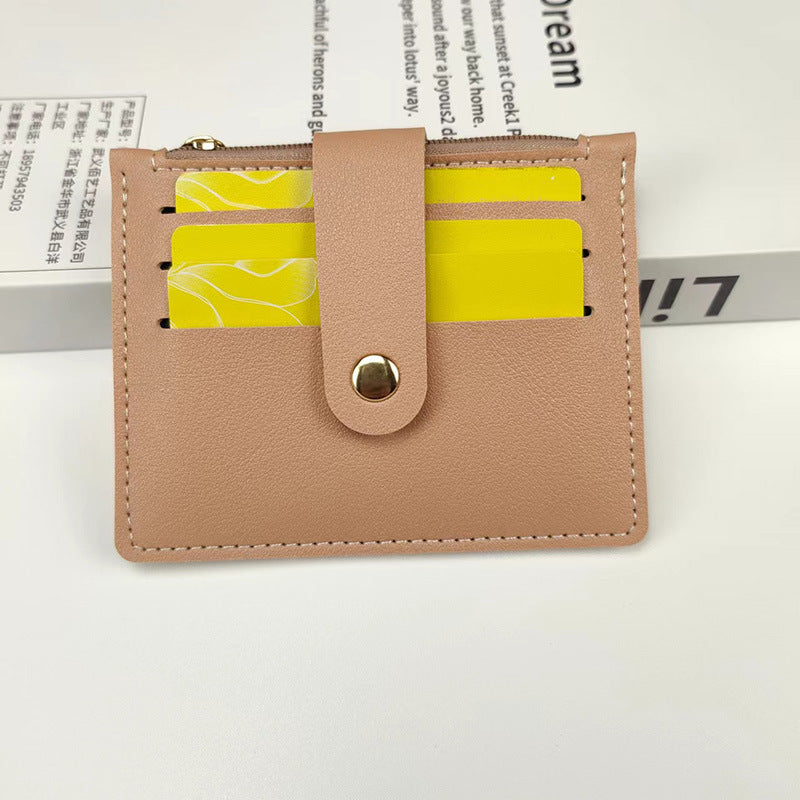 Short Small Card Holder Certificate Holder Women With Zipper - 014 Light Pink - Women's Wallet - Carvan Mart