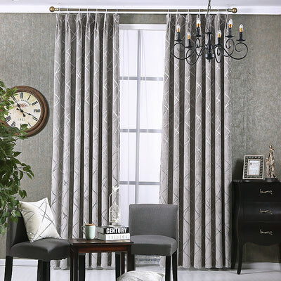 Solid Color Simple Modern Light Luxury Living Room Chenille Blackout Curtains - Carvan Mart