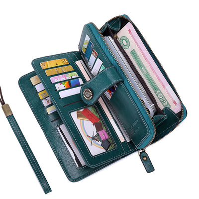 RFID Anti-magnetic Wallet Long Zipper Women's Large-capacity Handbag - Carvan Mart