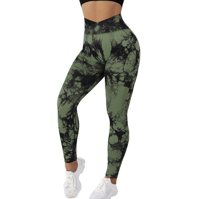 Seamless Tie Dye Leggings Women Yoga Pants Push Up Sport Fitness Running Gym Leggings - Carvan Mart