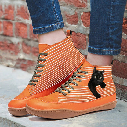 Round Toe Ankle Women's Boots Lace Up Casual Flat Autumn And Winter Fashion Shoes - Carvan Mart Ltd