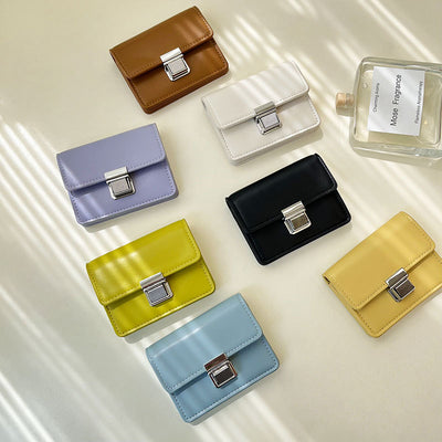 Female Mini Minority Simple Portable Elegant Flip Metal Buckle Card Holder Ins Student Wallet Fashion - Carvan Mart