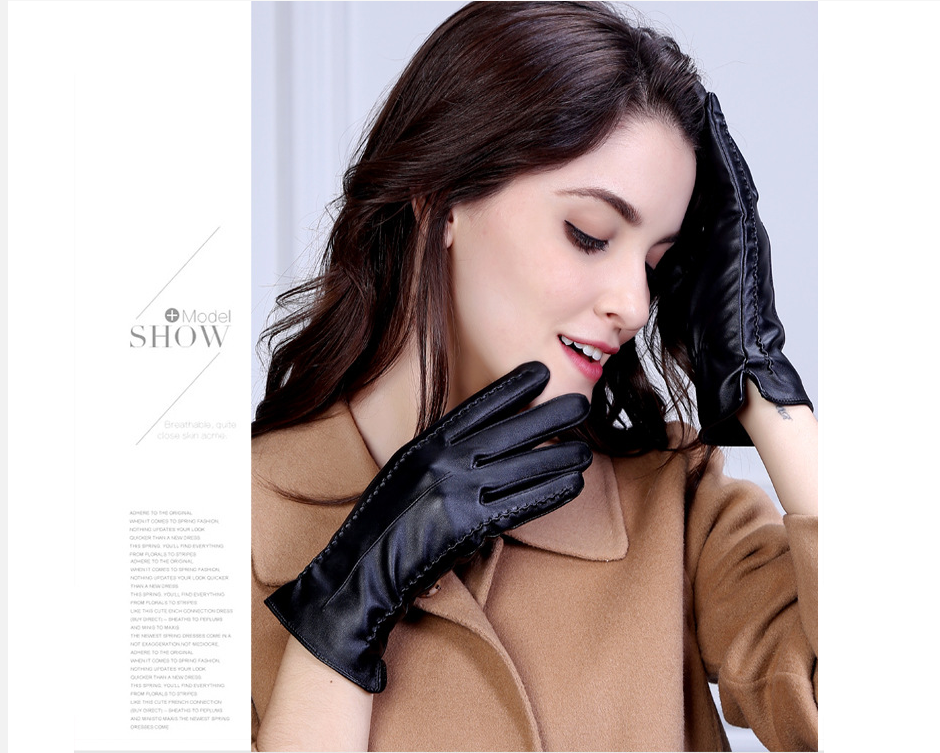 Fashionable Ladies Thick Warm Leather Gloves - Carvan Mart