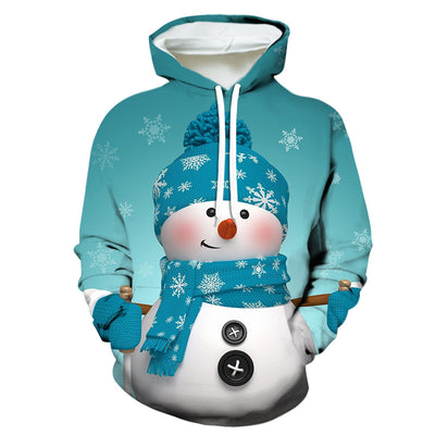 Men's And Women's Xmas Fashion Casual 3D Printing Hooded Pullover - Carvan Mart