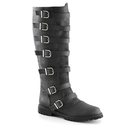 Low Heel Multiple Buckles High Leg Retro Boots - Black - Men's Boots - Carvan Mart