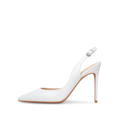 High Heel Sandals Women Leather Pointed Toe Stiletto Slingback - White - High Heels - Carvan Mart